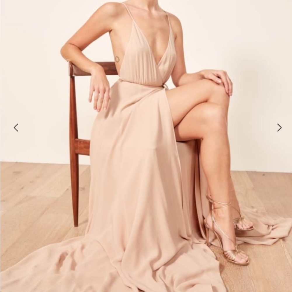 Nwt Reformation Callalily In Blush Backless Wrap Maxi Dress - Picture 4 of 12